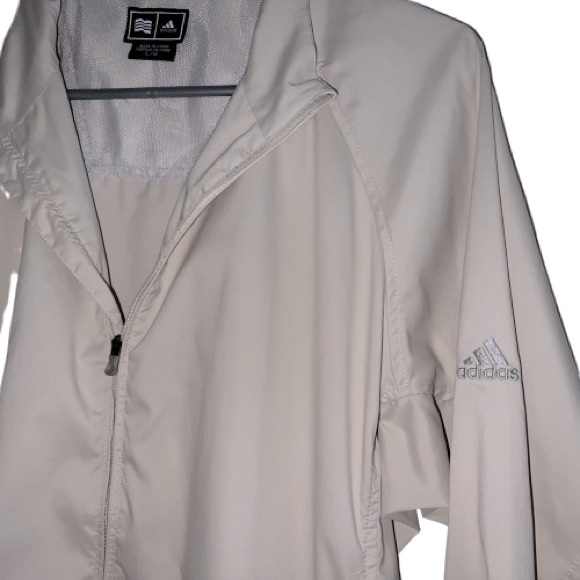 Adidas Lightweight Windbreaker Jacket Men’s Large – Unisex Beige - Picture 1 of 4